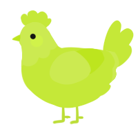 A lime chicken with a head pattern