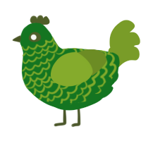 A leaf and chartreuse chicken with a lace pattern