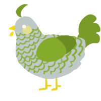 A silver and chartreuse chicken with a lace pattern