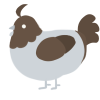 A mist and bark chicken with a head pattern