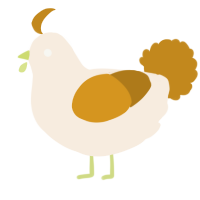 A cream and ochre chicken