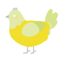 A yellow and lemon chicken with a head pattern