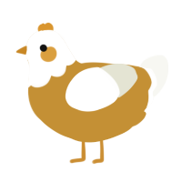 A gold and white chicken with a head pattern