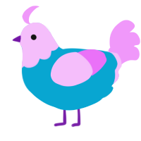 A cerulean and lavender chicken with a head pattern