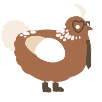 A brown and cream chicken with a neck-speckle pattern