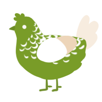 A chartreuse and cream chicken with a half-lace pattern