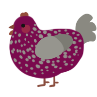 A wine and ash chicken with a speckle pattern