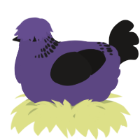 A overcast and sable chicken with a neck-band pattern