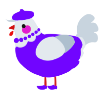 A blurple and mist chicken with a head pattern