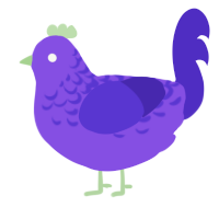 A blurple and indigo chicken with a half-lace pattern