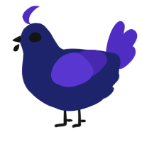 A navy and indigo chicken