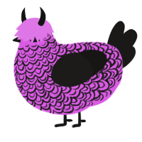 A orchid and sable chicken with a double-lace pattern