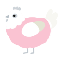 A rose and white chicken with a head pattern