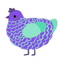 A blurple and mint chicken with a lace pattern