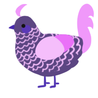 A overcast and lavender chicken with a lace pattern