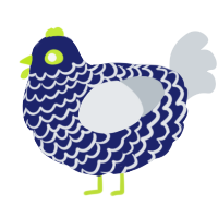 A navy and mist chicken with a lace pattern