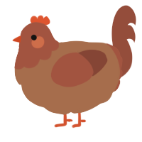 A brown and russet chicken with a head pattern
