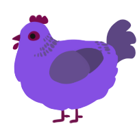 A blurple and overcast chicken with a neck-band pattern
