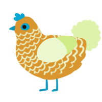 A orange and apple chicken with a lace pattern