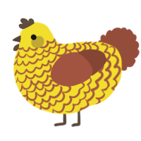 A yellow and russet chicken with a lace pattern