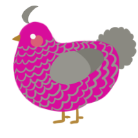 A fuchsia and ash chicken with a lace pattern