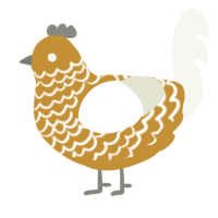 A gold and white chicken with a lace pattern