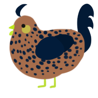 A brown and tumblr chicken with a speckle pattern