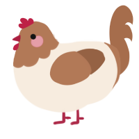 Cuter Drumstick, a cream and brown chicken with a head pattern