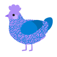 A lilac and sapphire chicken with a double-lace pattern