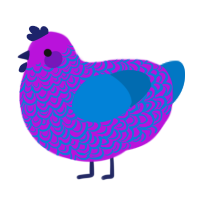 A amethyst and sapphire chicken with a double-lace pattern