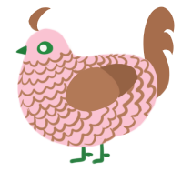 Gucky, a rose and brown chicken with a lace pattern