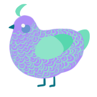 A lilac and mint chicken with a double-lace pattern