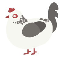 Oh I love you, a white and grey chicken with a neck-speckle pattern