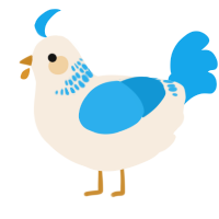 A cream and sky chicken with a neck-band pattern