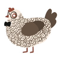 A cream and bark chicken with a double-lace pattern