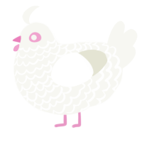 A white chicken with a lace pattern