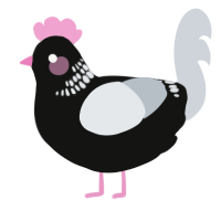 A black and mist chicken with a neck-band pattern