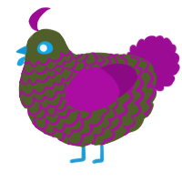 A olive and plum chicken with a lace pattern