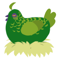 A leaf and chartreuse chicken with a half-lace pattern