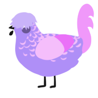 A lilac and lavender chicken with a half-lace pattern