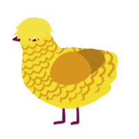 A yellow and ochre chicken with a lace pattern