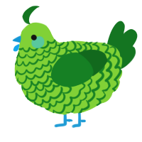 A grass and leaf chicken with a lace pattern