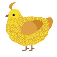 A yellow and orange chicken with a double-lace pattern