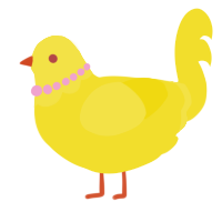 A yellow chicken with a head pattern