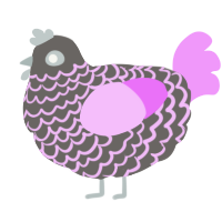 A grey and lavender chicken with a lace pattern