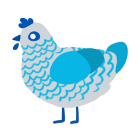 Aspera, a mist and cerulean chicken with a lace pattern