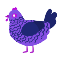 A blurple and navy chicken with a lace pattern
