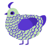 A gluppy and indigo chicken with a lace pattern