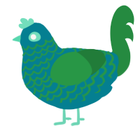 A sea and viridian chicken with a lace pattern