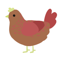 A brown and red chicken with a half-lace pattern